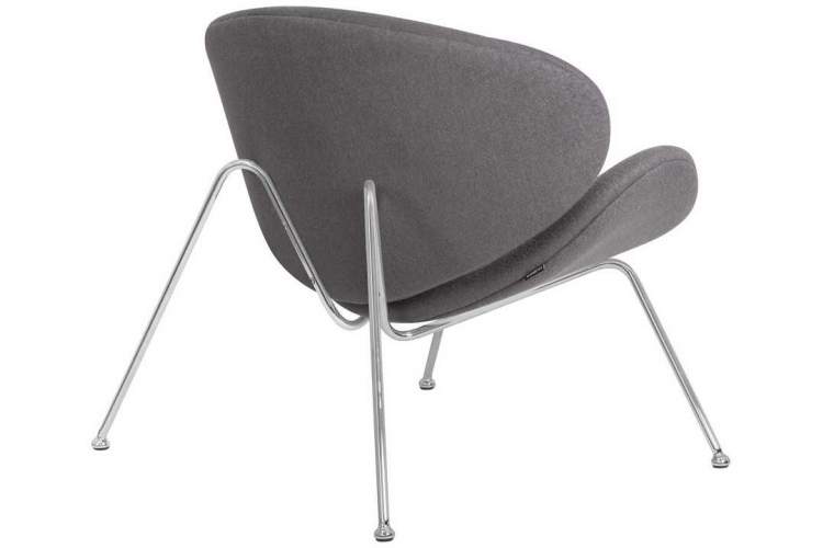 Кресло дизайнерское DOBRIN EMILY, серая ткань AF7, хромированная сталь-3