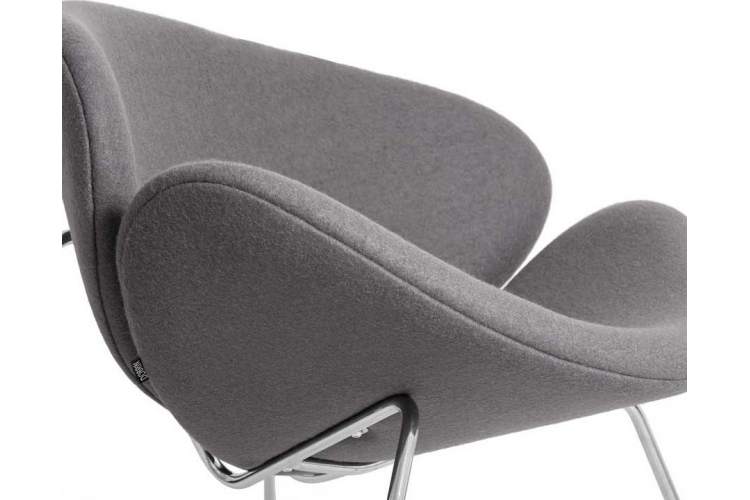 Кресло дизайнерское DOBRIN EMILY, серая ткань AF7, хромированная сталь-8