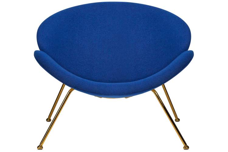 Набор 2 шт Кресло дизайнерское DOBRIN EMILY, синяя ткань AF6, золотое основание-6