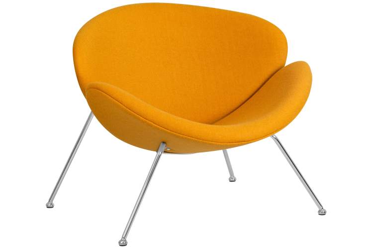 Набор 2 шт Кресло дизайнерское DOBRIN EMILY, желтая ткань AF13, хромированная сталь-1