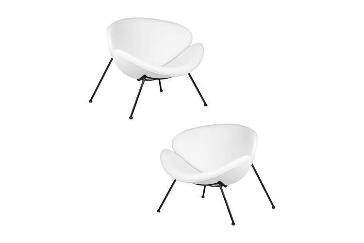 Набор 2 шт Кресло дизайнерское DOBRIN EMILY, белый винил YP17, черное основание