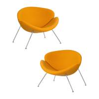 Набор 2 шт Кресло дизайнерское DOBRIN EMILY, желтая ткань AF13, хромированная сталь