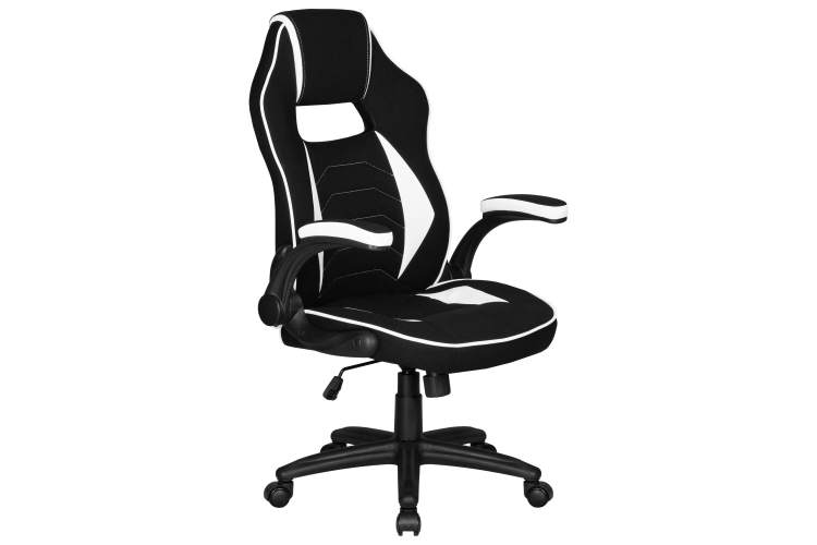 Кресло игровое DOBRIN RICK, черно-белая ткань-1
