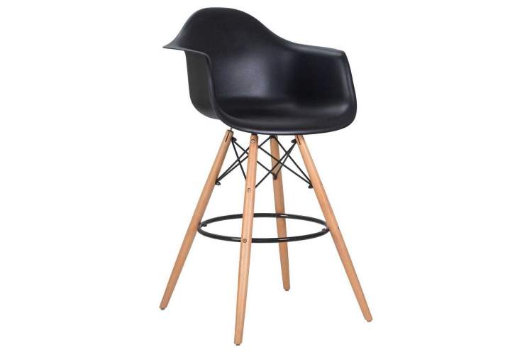 Стул барный DOBRIN DAW BAR, ножки светлый бук, цвет черный