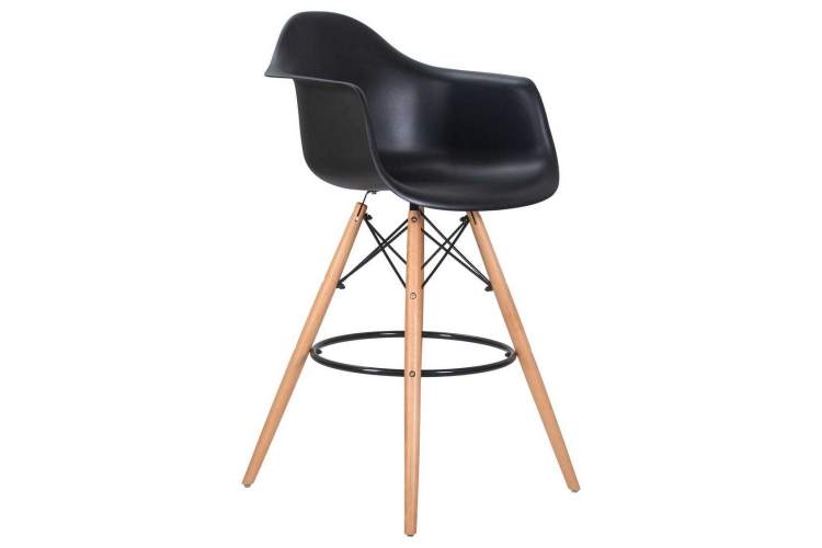 Стул барный DOBRIN DAW BAR, ножки светлый бук, цвет черный-1