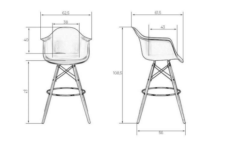 Стул барный DOBRIN DAW BAR, ножки светлый бук, цвет черный-11