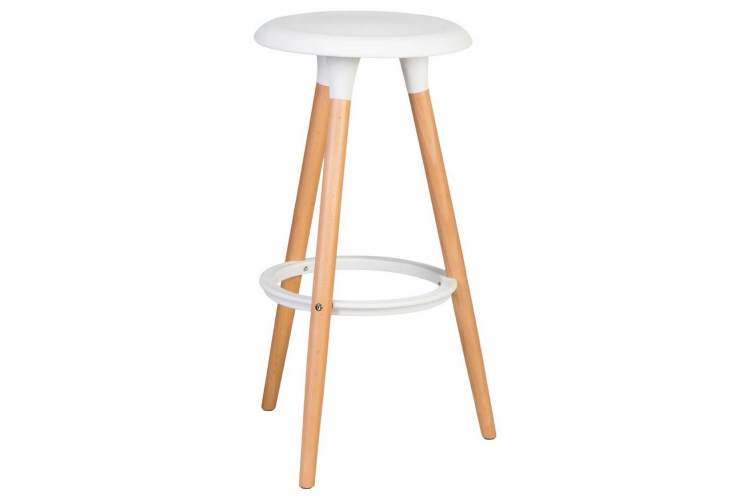 Табурет барный DOBRIN ROYCE, ножки светлый бук, цвет белый (W-02)