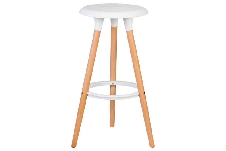 Табурет барный DOBRIN ROYCE, ножки светлый бук, цвет белый (W-02)-1