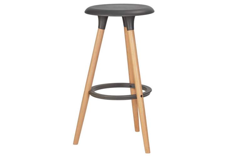 Табурет барный DOBRIN ROYCE, ножки светлый бук, цвет темно-серый (GR-04)-1