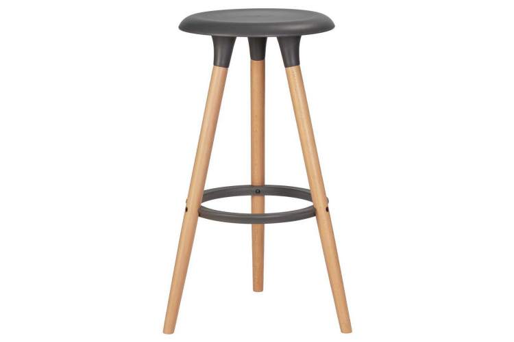 Табурет барный DOBRIN ROYCE, ножки светлый бук, цвет темно-серый (GR-04)-2