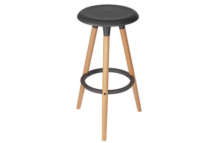 Табурет барный DOBRIN ROYCE, ножки светлый бук, цвет темно-серый (GR-04)-3