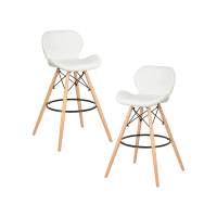 Набор 2 шт Стул барный DOBRIN BUTTERFLY BAR, ножки светлый бук, цвет белый