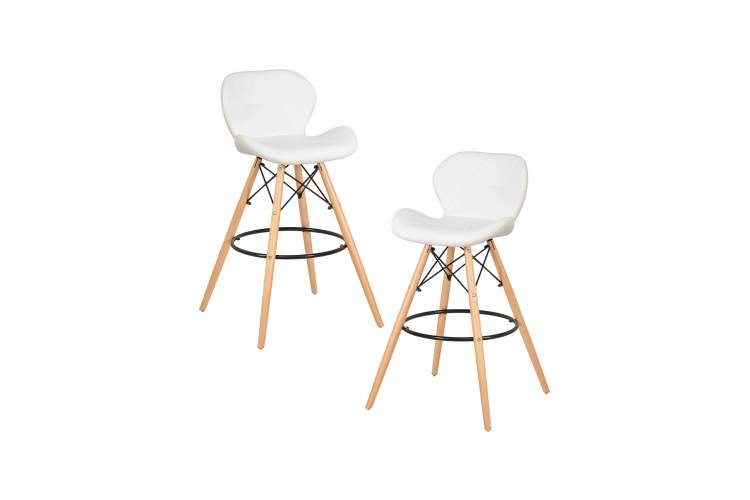Набор 2 шт Стул барный DOBRIN BUTTERFLY BAR, ножки светлый бук, цвет белый