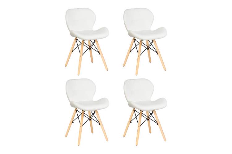 Набор 4 шт Стул обеденный DOBRIN BUTTERFLY, ножки светлый бук, цвет сиденья белый