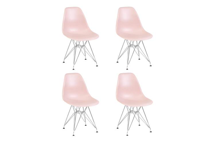 Набор 4 шт Стул обеденный DOBRIN DSR, ножки хром, цвет светло-розовый (PK-02)
