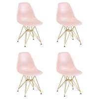 Набор 4 шт Стул обеденный DOBRIN DSR, ножки золотые, цвет светло-розовый (PK-02)