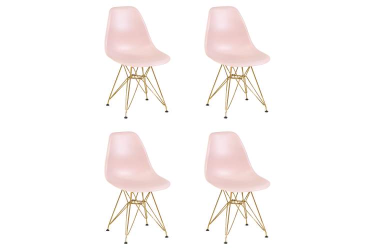 Набор 4 шт Стул обеденный DOBRIN DSR, ножки золотые, цвет светло-розовый (PK-02)
