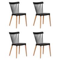 Набор 4 шт Стул обеденный DOBRIN THEO, ножки светлый бук, цвет черный (B-03)