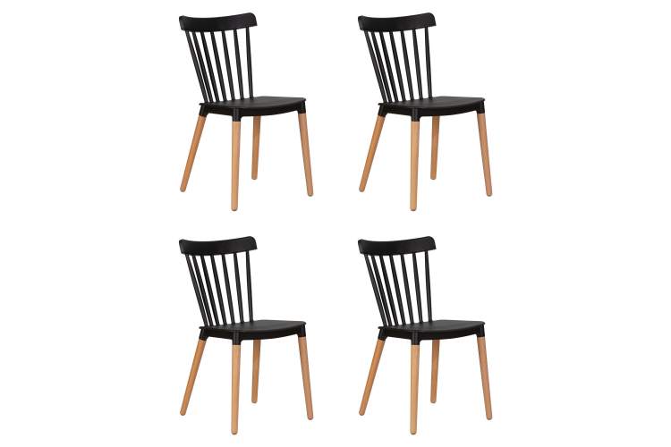 Набор 4 шт Стул обеденный DOBRIN THEO, ножки светлый бук, цвет черный (B-03)