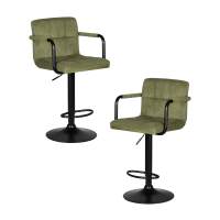 Набор 2 шт Стул барный DOBRIN KRUGER ARM BLACK, зеленый вельвет (LAR-E2041-7)