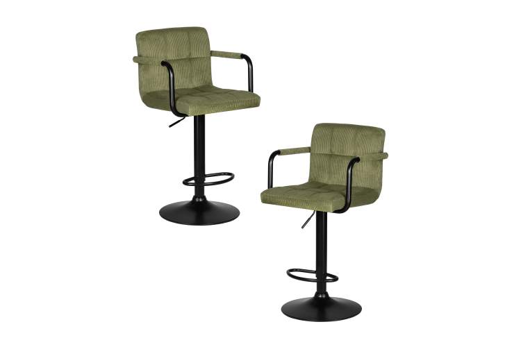 Набор 2 шт Стул барный DOBRIN KRUGER ARM BLACK, зеленый вельвет (LAR-E2041-7)