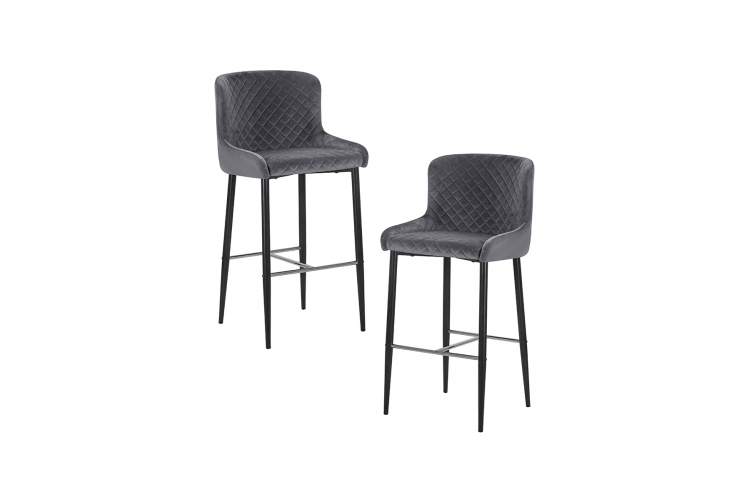 Набор 2 шт Стул барный DOBRIN CHRISTIAN'75, черные ножки, темно-серый велюр (V108-91)