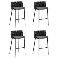 Набор 4 шт Стул барный DOBRIN AMELIA, серая ткань (F-48), темно-серый винтажный PU (MF-12)