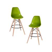 Набор 2 шт Стул барный DOBRIN DSW BAR, ножки светлый бук, цвет сиденья салатовый (G-08)