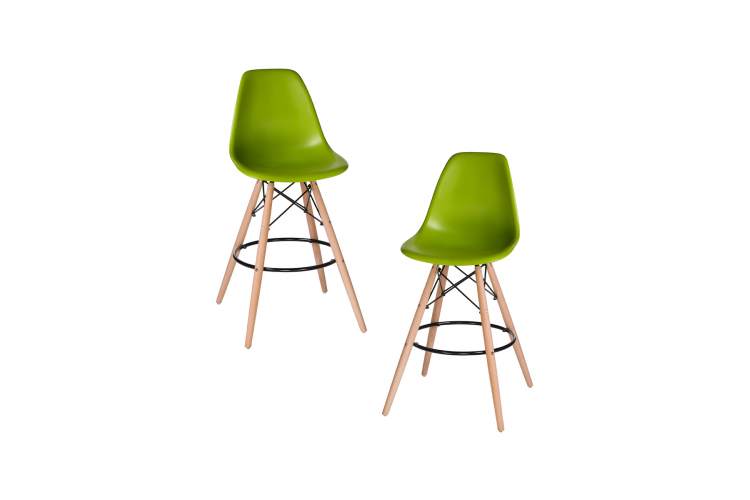 Набор 2 шт Стул барный DOBRIN DSW BAR, ножки светлый бук, цвет сиденья салатовый (G-08)
