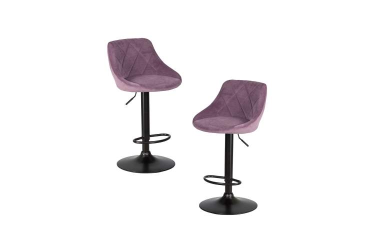 Набор 2 шт Стул барный DOBRIN LOGAN BLACK, пудрово-сиреневый велюр (MJ9-52)