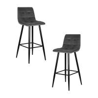 Набор 2 шт Стул барный DOBRIN NICOLE, черные матовые ножки, темно-серый велюр (108-91)