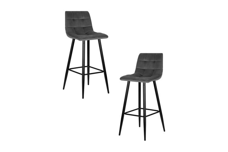 Набор 2 шт Стул барный DOBRIN NICOLE, черные матовые ножки, темно-серый велюр (108-91)