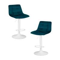 Набор 2 шт Стул барный DOBRIN TAILOR WHITE, морской волны велюр (MJ9-99)