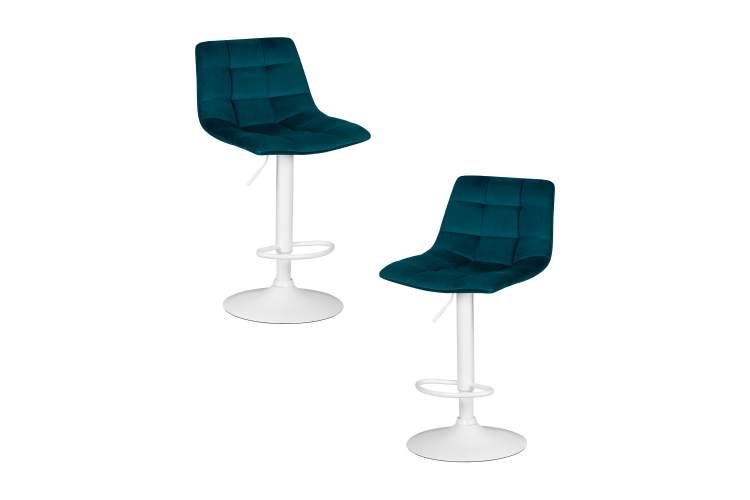 Набор 2 шт Стул барный DOBRIN TAILOR WHITE, морской волны велюр (MJ9-99)