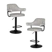 Набор 2 шт Стул барный DOBRIN CHARLY BLACK, светло-серый твид (LEO04)