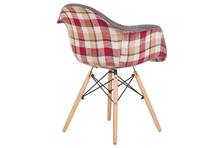 Стул обеденный DOBRIN DAW THOMAS, ножки светлый бук, сиденье 010 яркая клетка, серая ткань-3