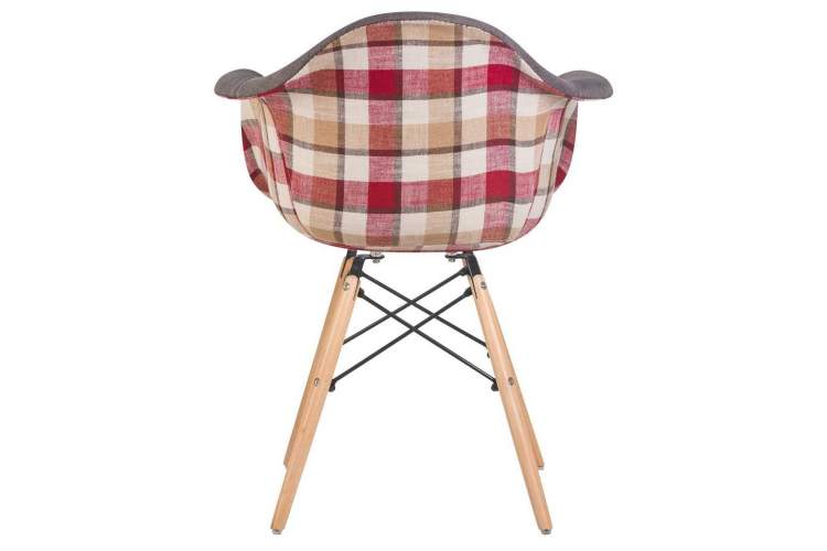 Стул обеденный DOBRIN DAW THOMAS, ножки светлый бук, сиденье 010 яркая клетка, серая ткань-4