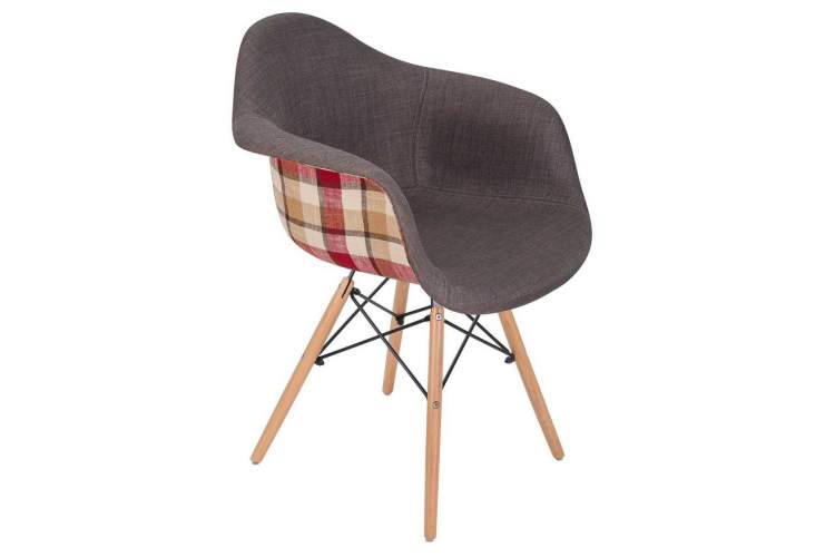 Стул обеденный DOBRIN DAW THOMAS, ножки светлый бук, сиденье 010 яркая клетка, серая ткань-6