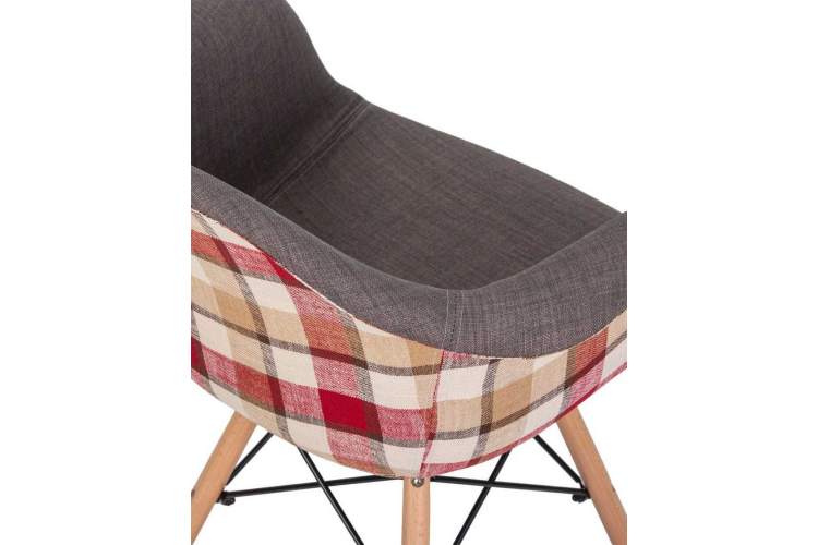 Стул обеденный DOBRIN DAW THOMAS, ножки светлый бук, сиденье 010 яркая клетка, серая ткань-7