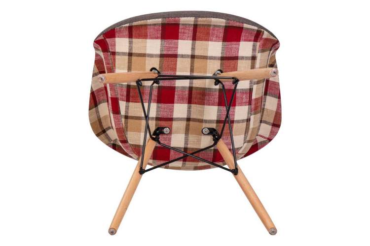 Стул обеденный DOBRIN DAW THOMAS, ножки светлый бук, сиденье 010 яркая клетка, серая ткань-9