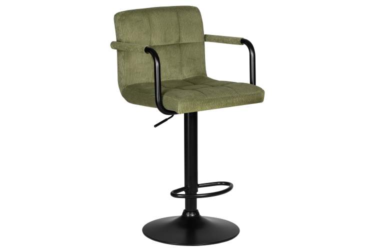 Набор 2 шт Стул барный DOBRIN KRUGER ARM BLACK, зеленый вельвет (LAR-E2041-7)-1