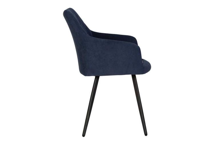 Стул обеденный DOBRIN ROBY, ЭМАЛЬ ЧЕРНЫЙ МУАР велюр Catania Dark Blue-2