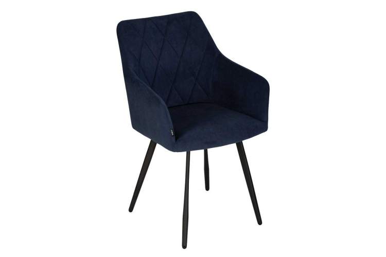 Стул обеденный DOBRIN ROBY, ЭМАЛЬ ЧЕРНЫЙ МУАР велюр Catania Dark Blue-6