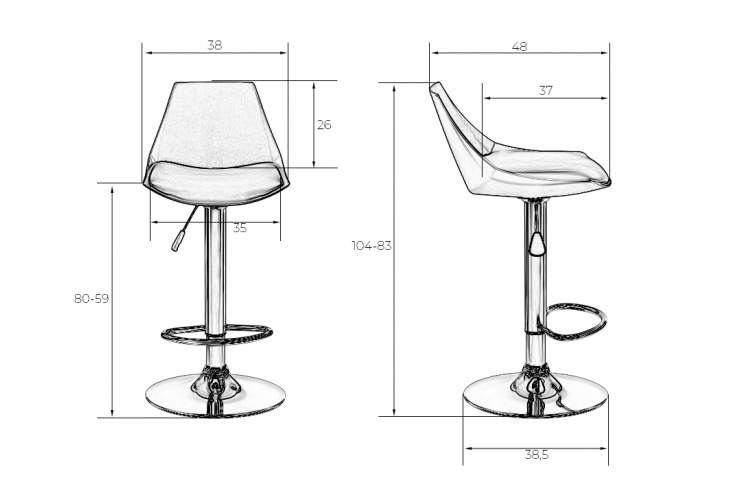 Набор 2 шт Стул барный DOBRIN ROCKY, белый-9