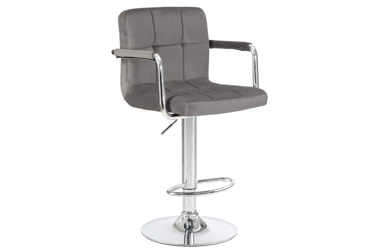 Набор 2 шт Стул барный DOBRIN KRUGER ARM, серый велюр (MJ9-75)-1