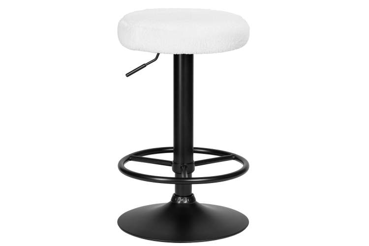 Табурет барный DOBRIN TEDDY BLACK, белый букле (13)