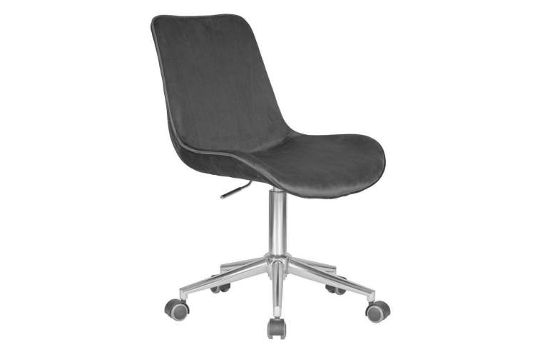 Кресло офисное DOBRIN DORA, серый велюр (1922-19), хромированная сталь-1