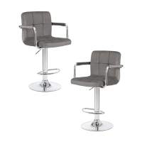 Набор 2 шт Стул барный DOBRIN KRUGER ARM, серый велюр (MJ9-75)