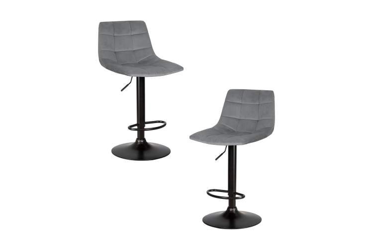 Набор 2 шт Стул барный DOBRIN TAILOR BLACK, серый велюр (MJ9-75)