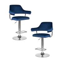 Набор 2 шт Стул барный DOBRIN CHARLY, синий велюр (MJ9-117)